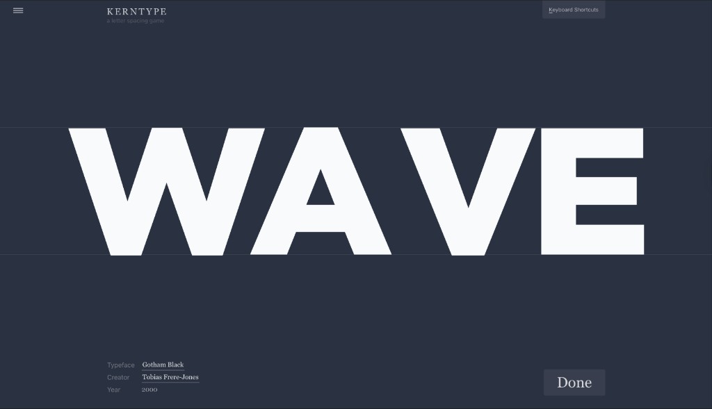 KERNTYPE letter spacing game screenshot