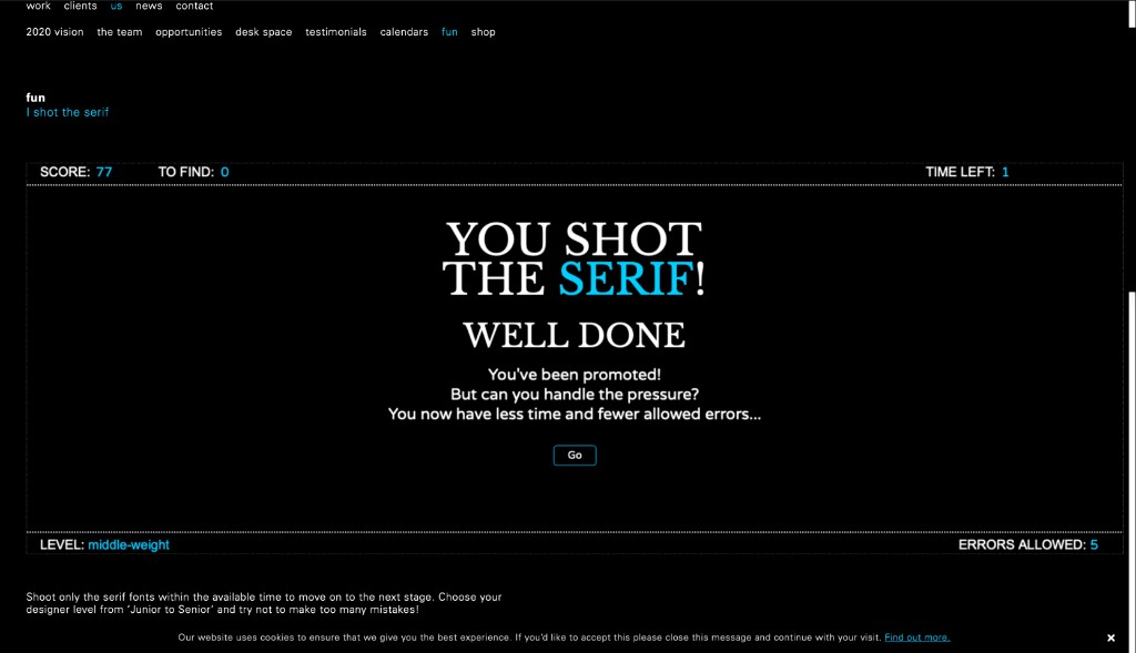 I Shot the Serif type game screenshot