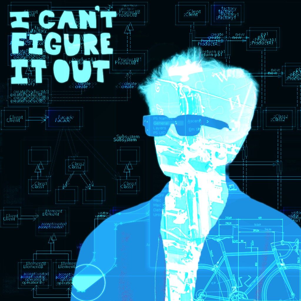 I can&rsquo;t figure it out cover with silhouette filled by technical diagrams