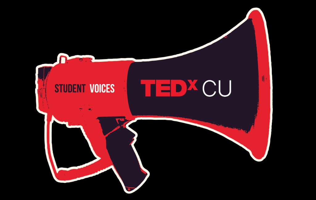 Student Voices megaphone graphic for TEDx CU
