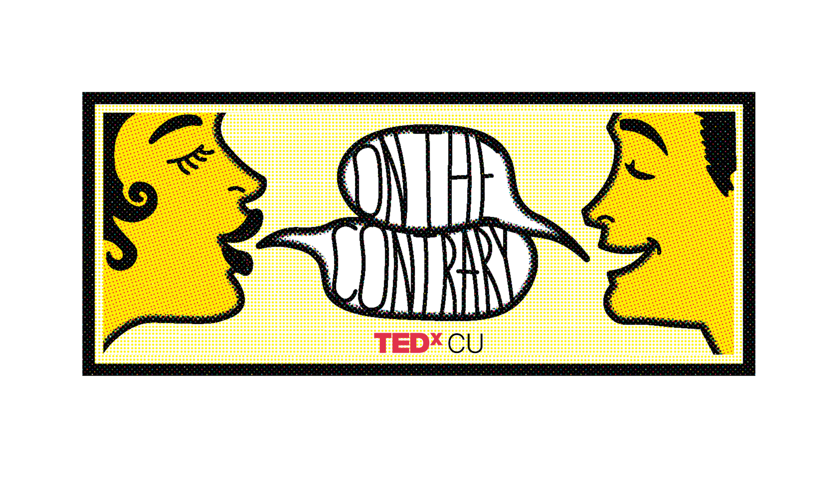 On the Contrary comic speech-bubble sticker with TEDx CU