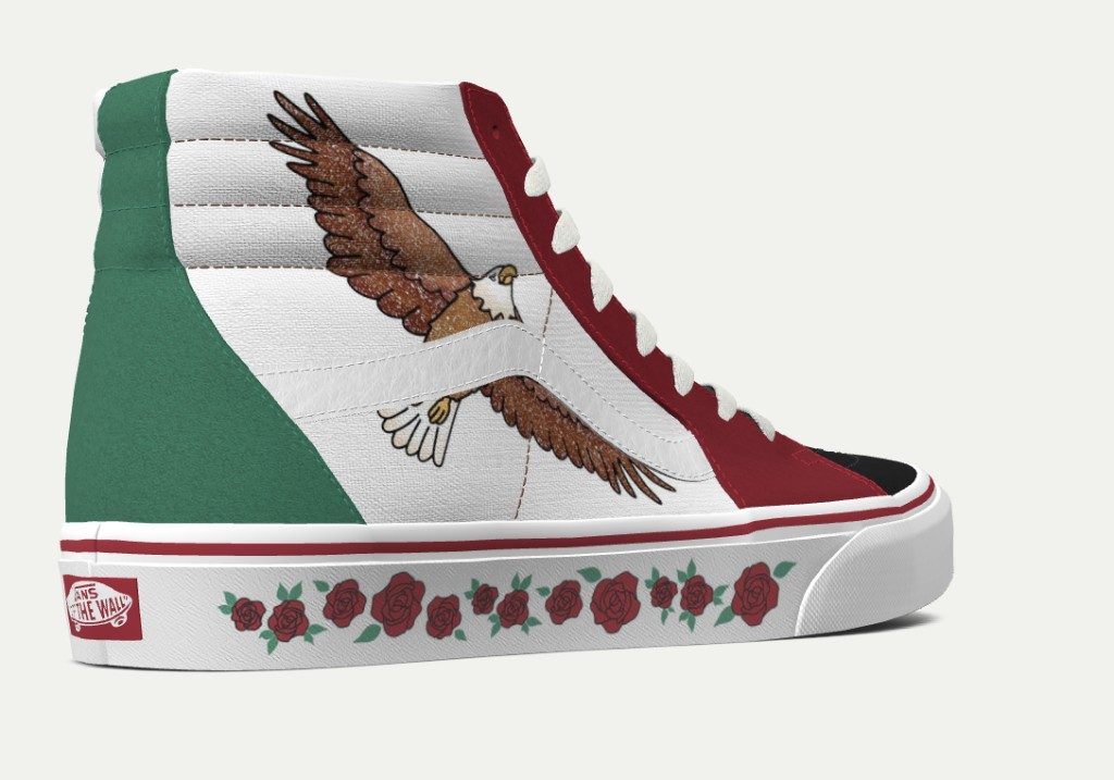 Custom Vans Sk8-Hi with eagle and rose midsole