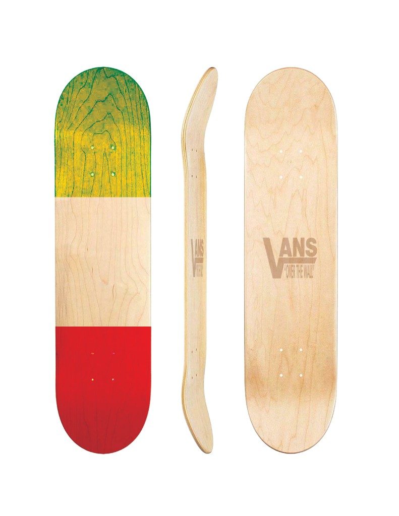 Tri-color Vans skateboard deck mockup