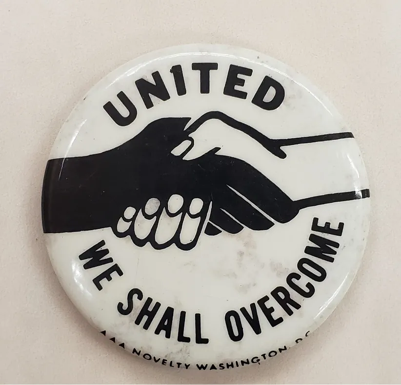 United We Shall Overcome handshake button