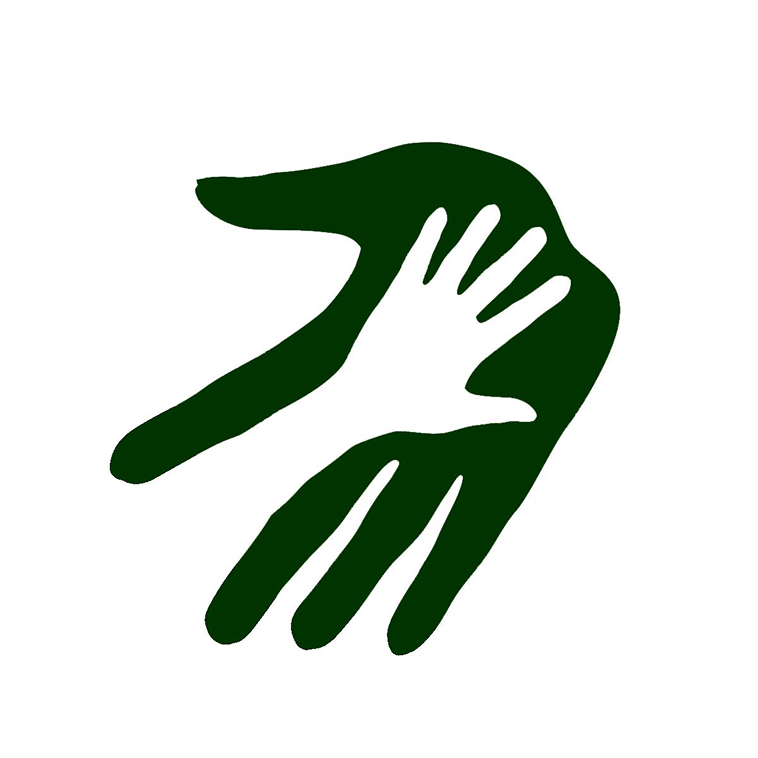 Green hand with a smaller hand in the palm