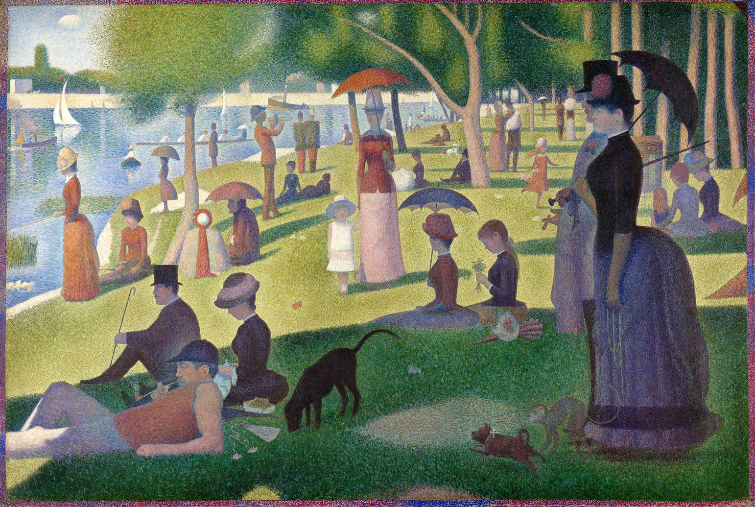 Seurat pointillist park scene
