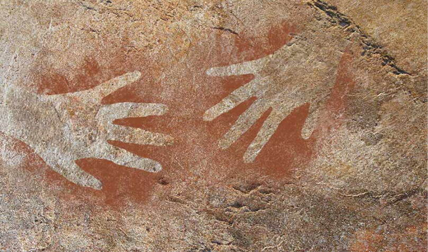 Ancient cave hand stencils
