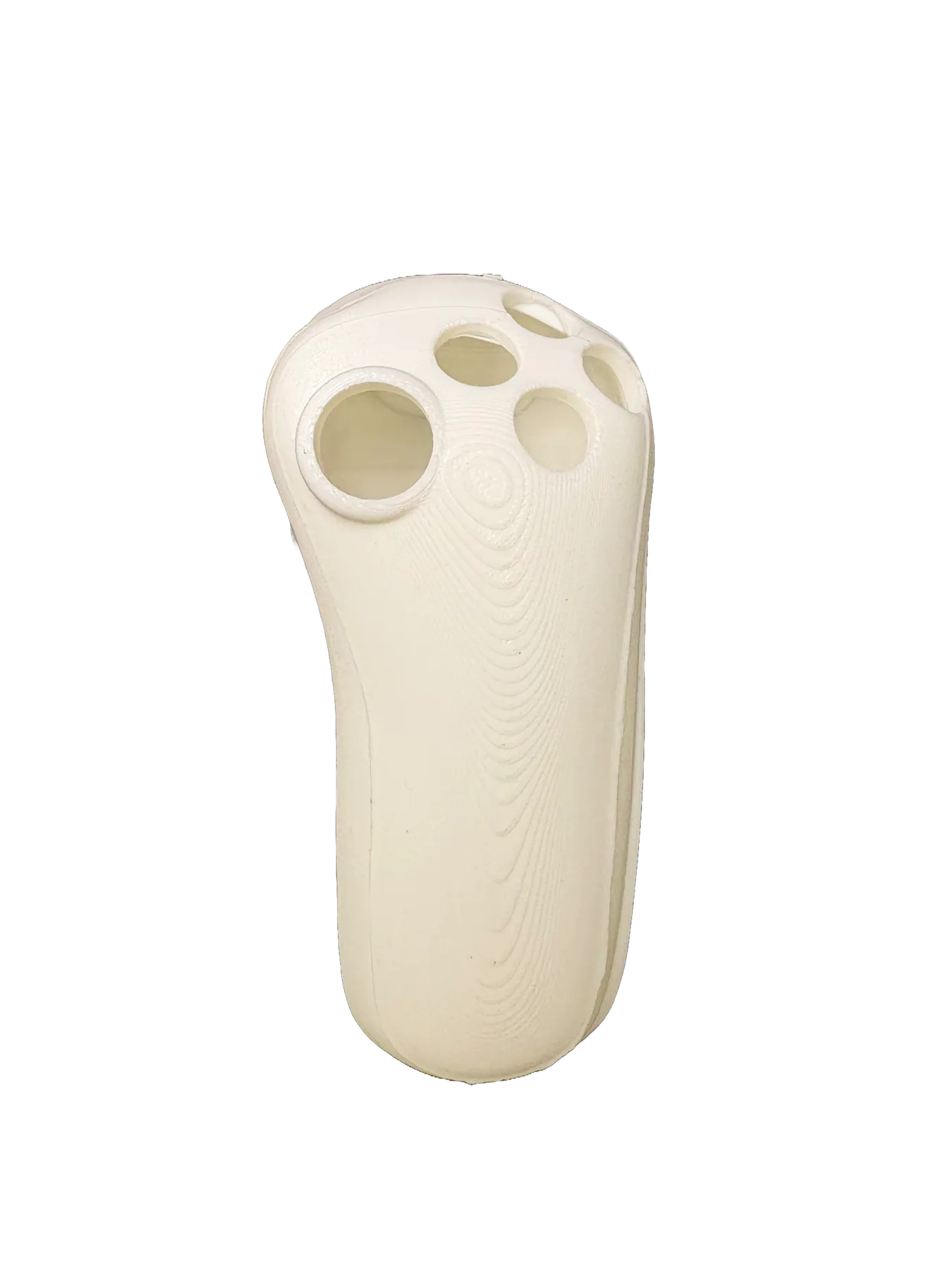 White shell with refined button cutouts and stick opening