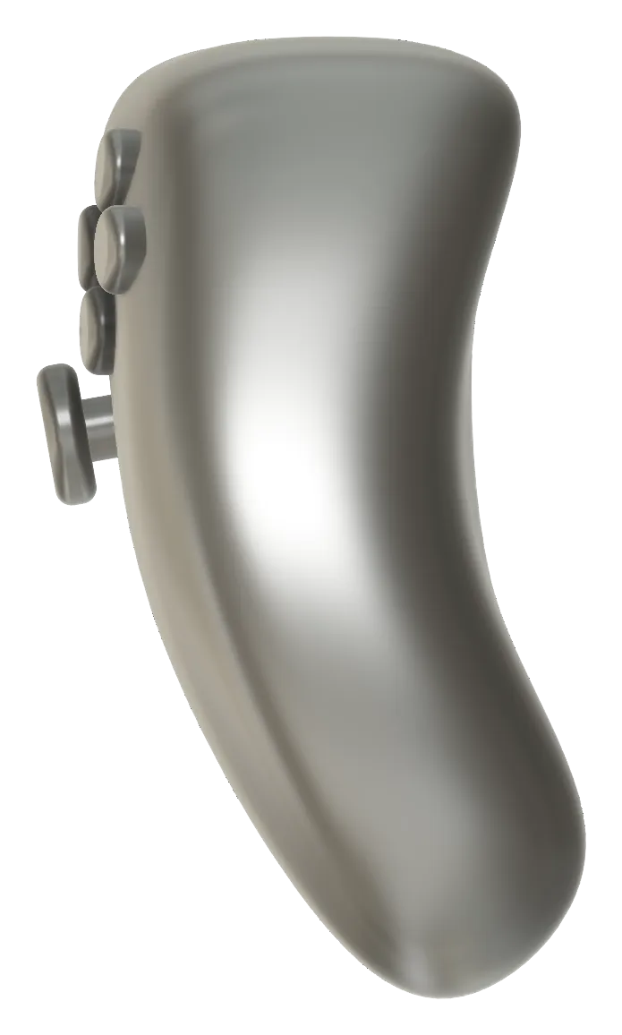 Right side view of an early metallic gray one-handed controller 3D model