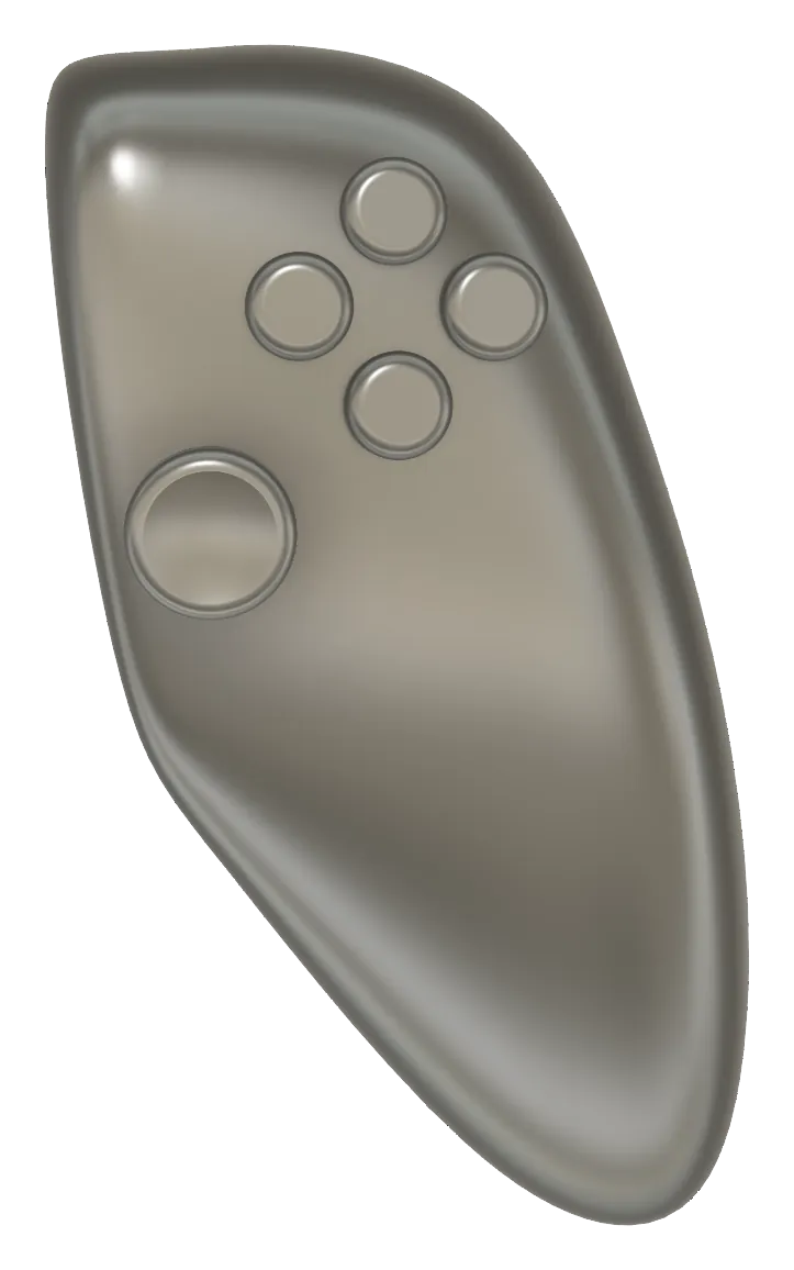 Top view of an early metallic gray one-handed controller 3D model